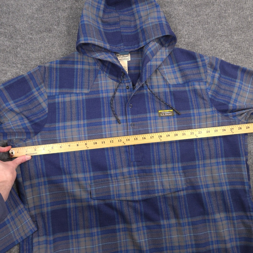 LL Bean Katahdin Performance Flannel Anorak Mens XXL Blue Wool Blend Shacket - Picture 6 of 9